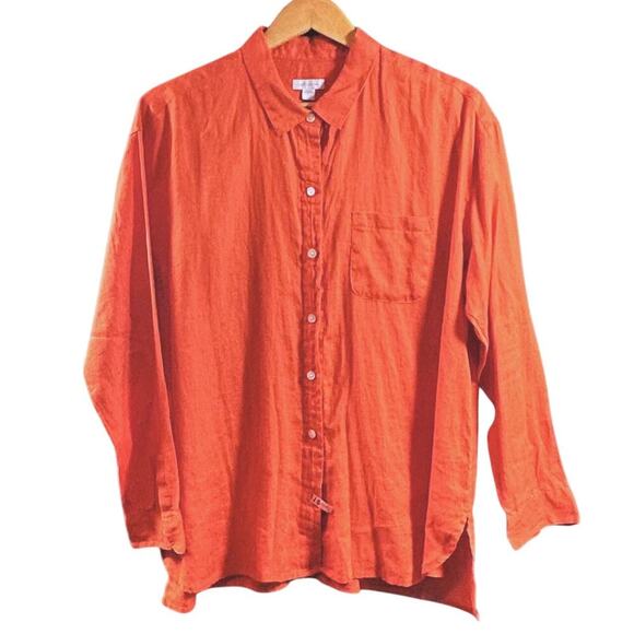 J. Jill Love Linen Large 100% Linen L/S Button Up Beachy Minimalist Vibe - Picture 1 of 5